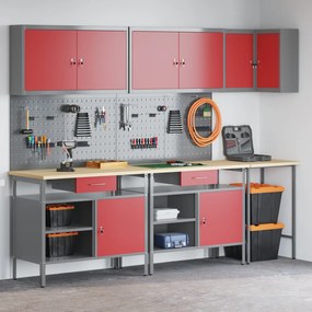 Conjunto de Mesa para Guardar Ferramentas de 10 Peças vidaXL Vermelho