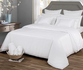 Percal 400 Fios - Jogos de lençóis cor branco - Premium Sevilla: 1 lençol capa ajustable 150x200+30 cm + 1 lençol superior 240x290 cm + (2) Fronhas 50x70 cm
