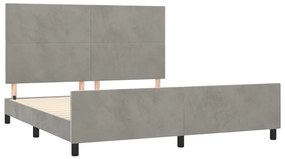 Estrutura de cama c/ cabeceira 180x200 cm veludo cinzento-claro