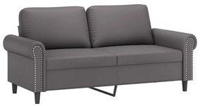 3 pcs conjunto de sofás c/ almofadões couro artificial cinzento