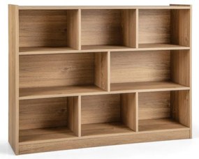 Armário de armazenamento de estante aberta de 3 níveis com 8 compartimentos - branco