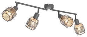 Candeeiro de teto design preto com dourado 4 luzes oblongo - Noud Design