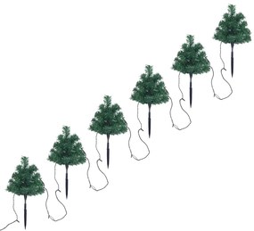 Árvores de Natal de caminho 6 pcs 45 cm PVC luzes LED multicor