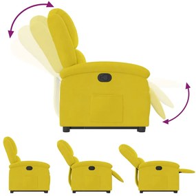 Poltrona reclinável elevatória veludo amarelo