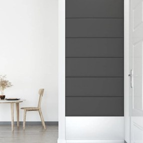 Painel de parede 12 pcs 90x30 cm couro artificial 3,24 m² cinza