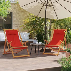 vidaXL Cadeiras de praia dobráveis 2 pcs tecido vermelho