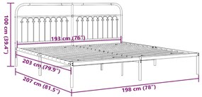 Estrutura de cama com cabeceira 193x203 cm metal preto
