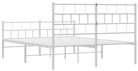 Estrutura de cama com cabeceira e pés 160x200 cm metal branco