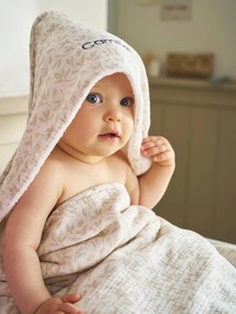 Conjunto capa de banho personalizável + luva de banho, Hygge bege estampado