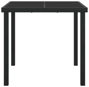 Mesa de Jardim vidaXL Preta 80x80x73 cm com Vidro Temperado