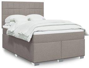 vidaXL Cama com molas/colchão 160x200 cm tecido castanho-acinzentado