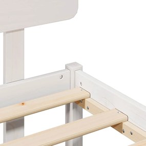 Estrado de Cama com Cabeceira Branco 80 x 200 cm em Madeira de Pinho S