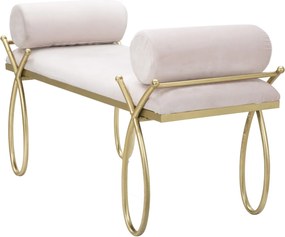 BANCO RIBBON 112,5X49X53 CM ROSA E DOURADO