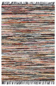 vidaXL Tapete chindi tecido à mão couro 80x160 cm multicor