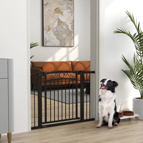 Barreira de Segurança para Cães Extensível 76-102 cm Barreira para Animais de Estimação com 2 Extensões Preto