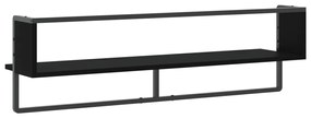 Prateleira de parede com barra 100x25x30 cm preto