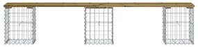 Banco de jardim c/ design gabião 203x31x42 cm pinho impregnado