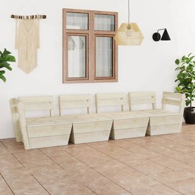 vidaXL Sofá de paletes 4 lugares p/ jardim madeira de abeto impregnada