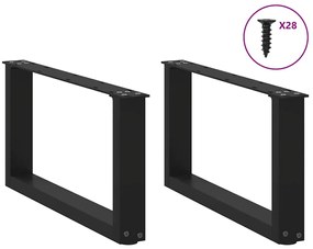 Pés para mesa de centro em formato de U, 2 peças, preto, 70x(30-31) cm