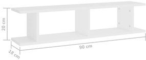 Estantes de parede 2 pcs 90x18x20 cm contraplacado branco