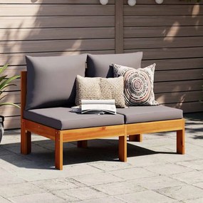 vidaXL Sofá 2 lug. jardim s/ apoio braços c/ almofadões acácia maciça