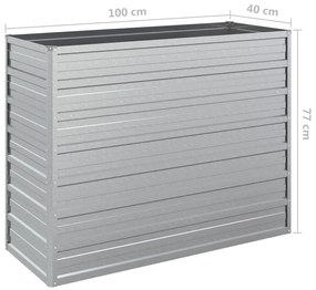 Canteiro elevado de jardim 100x40x77cm aço galvanizado prateado