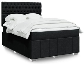 Cama com molas/colchão 160x200 cm tecido preto