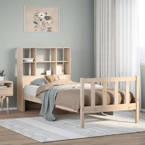 vidaXL Cama com estante sem colchão 100x200 cm pinho maciço