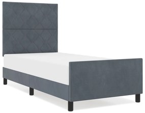 Estrutura de Cama de Veludo Cinza Escuro vidaXL 90x200 cm