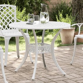 vidaXL Mesa de jardim Ø90x75 cm alumínio fundido branco