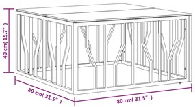 Mesa de centro 80x80x40 cm aço inoxidável e vidro