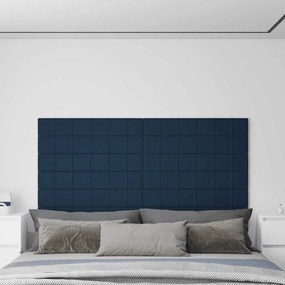 vidaXL Painel de parede 12 pcs 90x15 cm veludo 1,62 m² azul