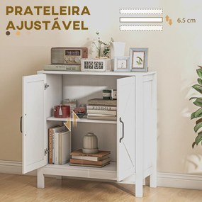 Aparador para Sala de Estar Moderno Móvel Sala de Estar com Prateleira Ajustável Aparador Cozinha 80x35x85 cm Branco