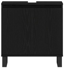 Gabinete de Lavabo vidaXL Preto Carvalho 58x33x60 cm Madeira Engenhari