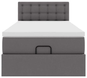 Cama otomana com colchão 90x200 cm couro artificial cinzento
