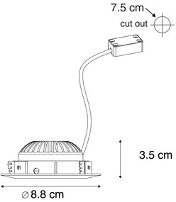 Conjunto de 3 focos embutidos em aço, incluindo LED IP44 - Relax LED Moderno