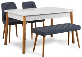 Conjunto Mesa e Cadeiras Costa – Pinho Atlântico e Azul Marinho – Mesa