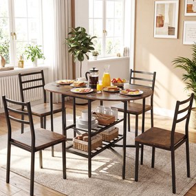 Mesa de jantar extensível e dobrável com 2 extensões rebatíveis 110 x 70 x 76 cm, 2 prateleiras de arrumação e Estrutura metálica para espaços pequeno