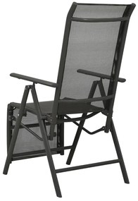 Cadeiras de jardim reclináveis 2 pcs textilene e alumínio preto