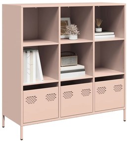 vidaXL Aparador alto 101,5x39x103,5 cm aço rosa