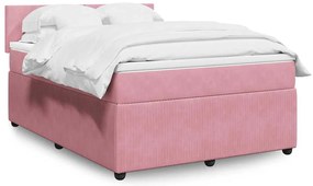 vidaXL Cama com molas/colchão 140x190 cm veludo rosa