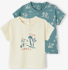 Lote de 2 t-shirts de mangas curtas para bebé cru