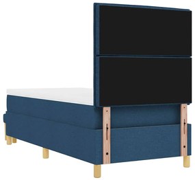 Cama Box Spring com Colchão e Banco Azul 90x200 cm Tecido