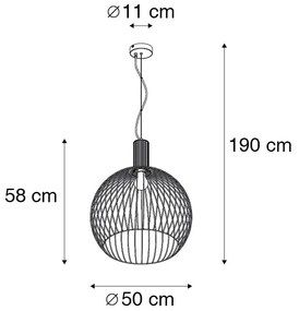 LED Candeeiro suspenso redondo inteligente preto 50 cm incl. Wifi G95 - Dos Moderno