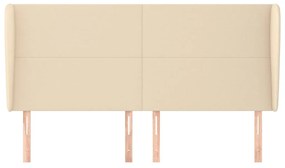 Cabeceira de cama c/ abas tecido 163x23x118/128 cm creme