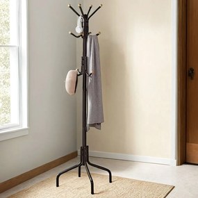 Cabide de metal com 12 ganchos 55 x 55 x 180 cm castanho