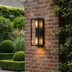 Candeeiro de parede industrial preto 38 cm 2-luzes IP44 - Charlois