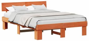 Estrutura da Cama com cabeceira Castanho-mel 140 x 200 cm