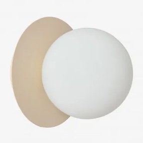 Aplique De Parede Em Ferro E Vidro Anine Tapioca Bege & Ø15 Cm - Sklum