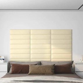 vidaXL Painel parede 12pcs 60x15 cm couro artificial 1,08 m² cor creme